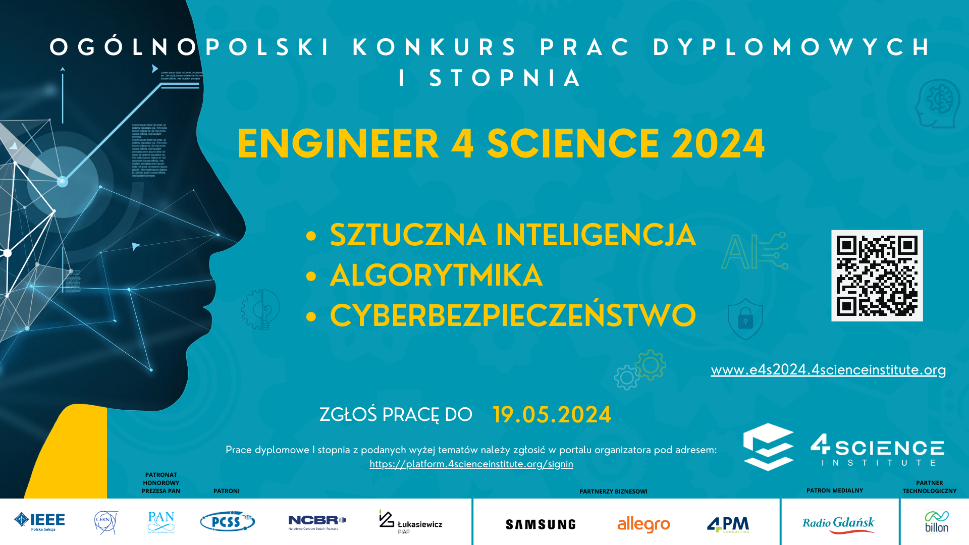 Plakat ogólnopolskiego konkursu prac dyplomowych I stopnia Engineer 4 Science 2024