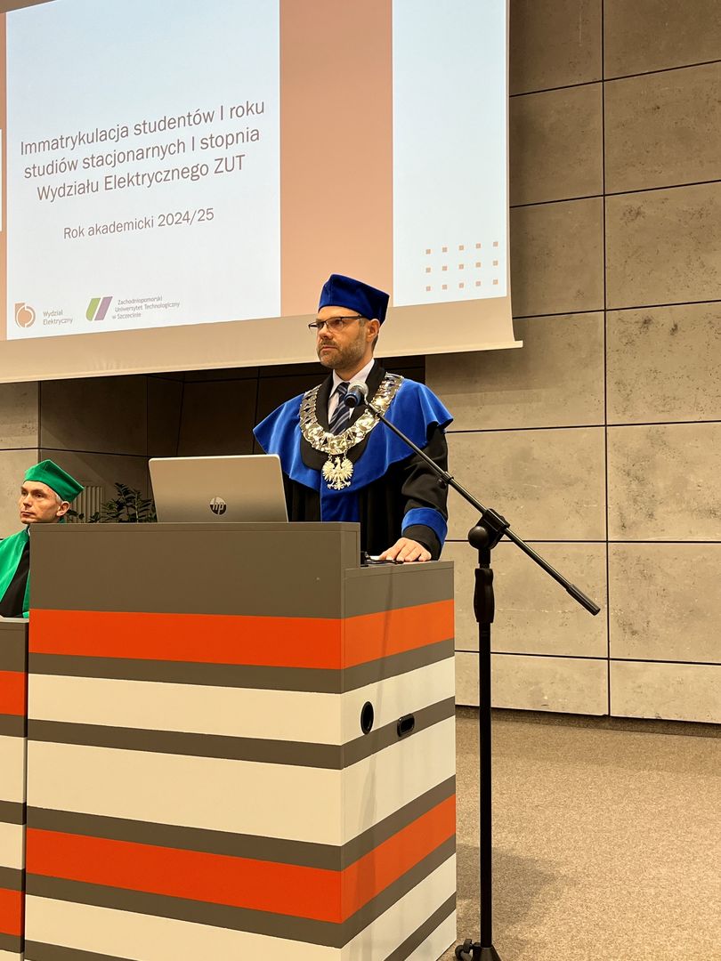 Przemawia Dziekan WE ZUT dr hab. inż. Grzegorz Psuj, prof. ZUT